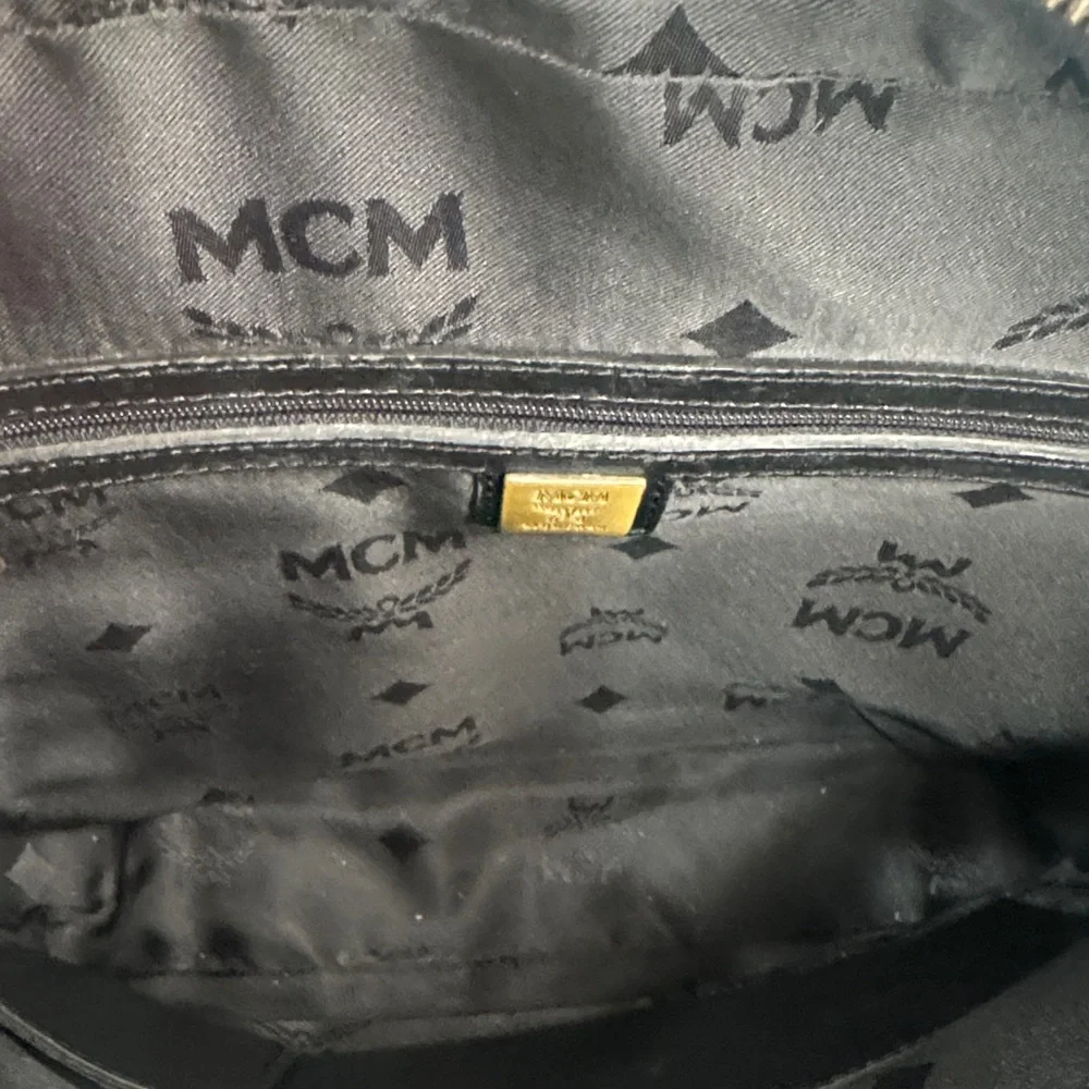 MCM Black Leather Messenger Bag
